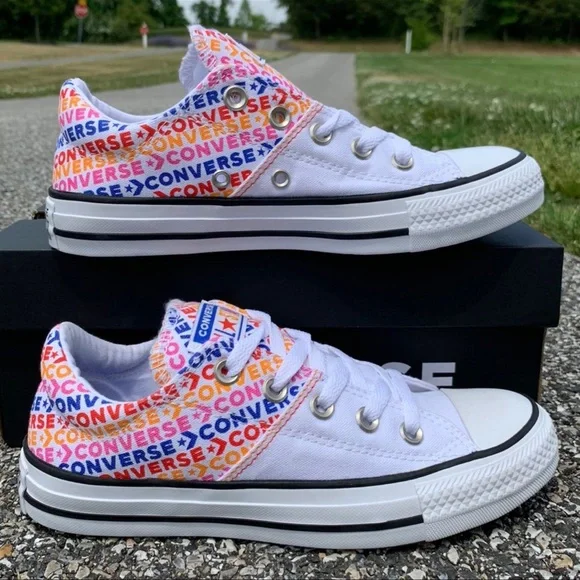Converse CTAS Ox Madison White Multicolor Rainbow Sneakers New - Picture 4 of 7